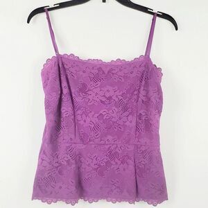 isaac mizrahi MEDIUM purple lace zipper shell tank top
